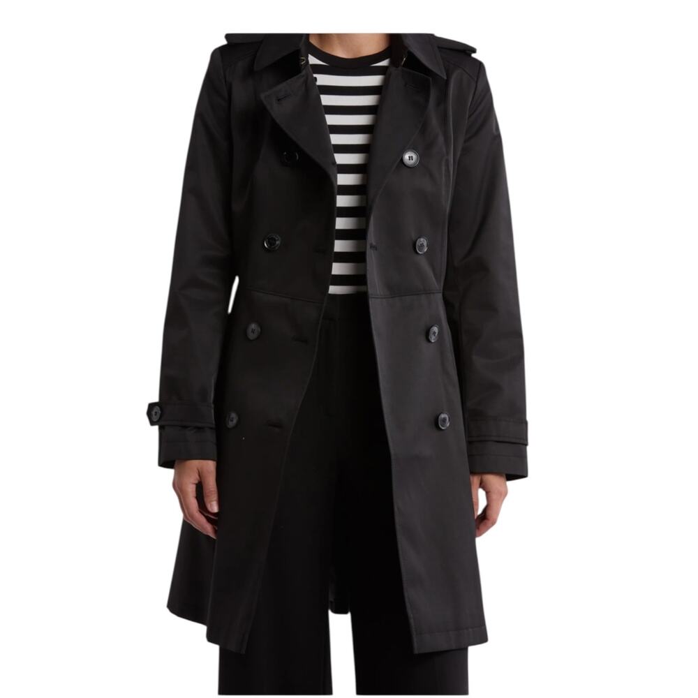 Lauren Ralph Lauren NWT Black Women’s Belted Waterproof Trench-Medium - Picture 2 of 16